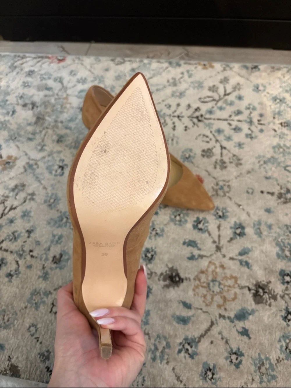 Zara Camel Suede Pointed-Toe Stiletto Pumps - Picture 2 of 3
